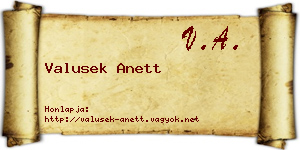 Valusek Anett névjegykártya